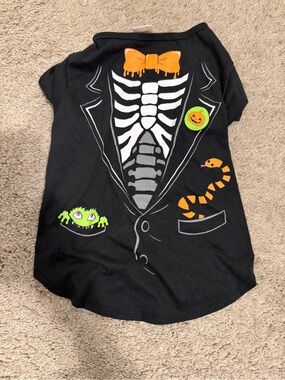 Halloween Skeleton Tux Dog Tee - S/M
